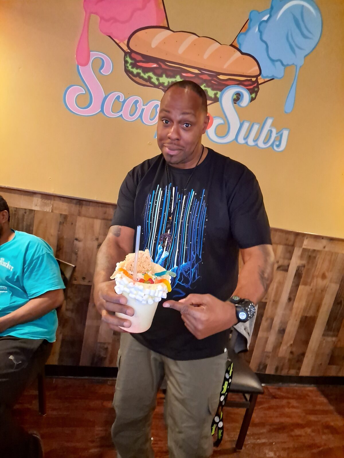 Customer enjoying a milkshake