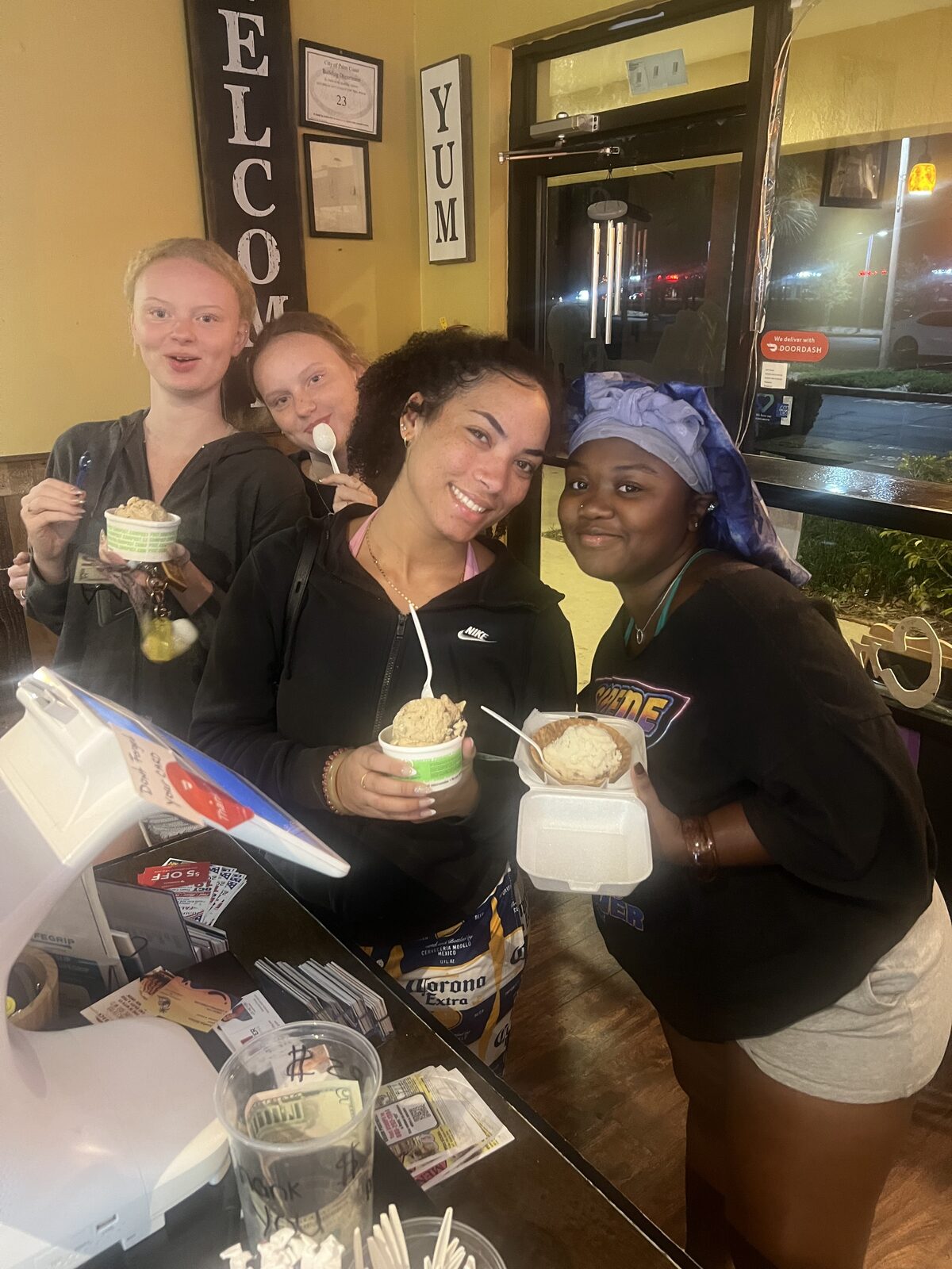 Group of happy customers