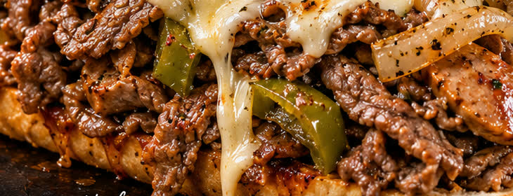 Jim Shoe sandwich with beef, peppers and melted cheese