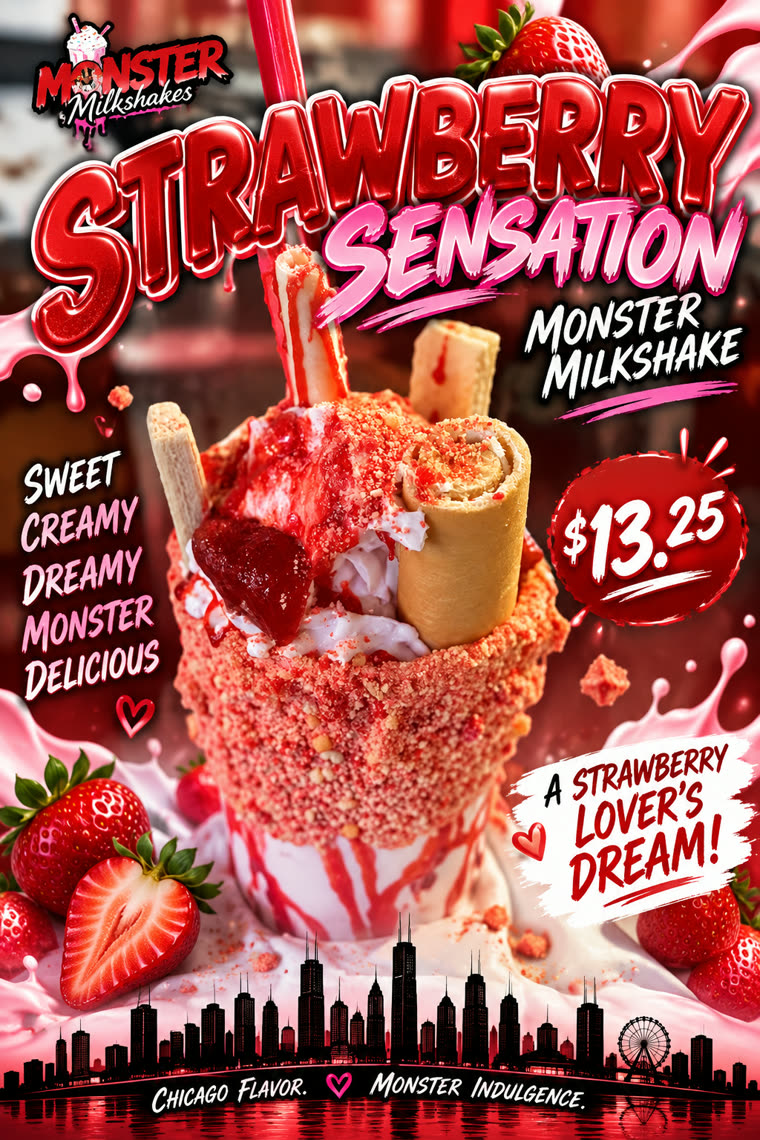 Strawberry Sensation Monster Milkshake