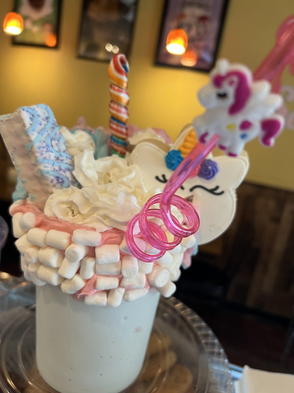 Towering unicorn-themed Monster Milkshake